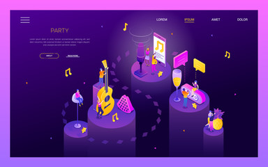 Party and celebration - modern isometric vector web banner