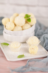 Homemade candies with coconut