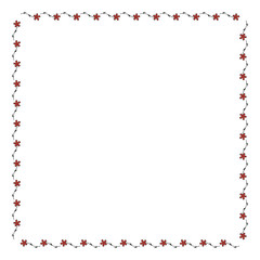 Square frame with horizontal carnation on white background. Isolated floral frame for your design. Vector image.