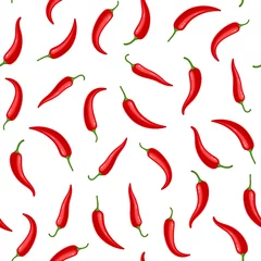 Fotobehang Hot chili peppers seamless pattern. Vector illustration. © kuroksta