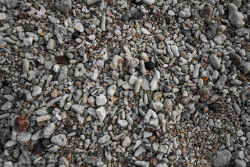 Close up of rounded and polished beach rocks. Pebble stones at the sea, Colorful Pebble Stones.