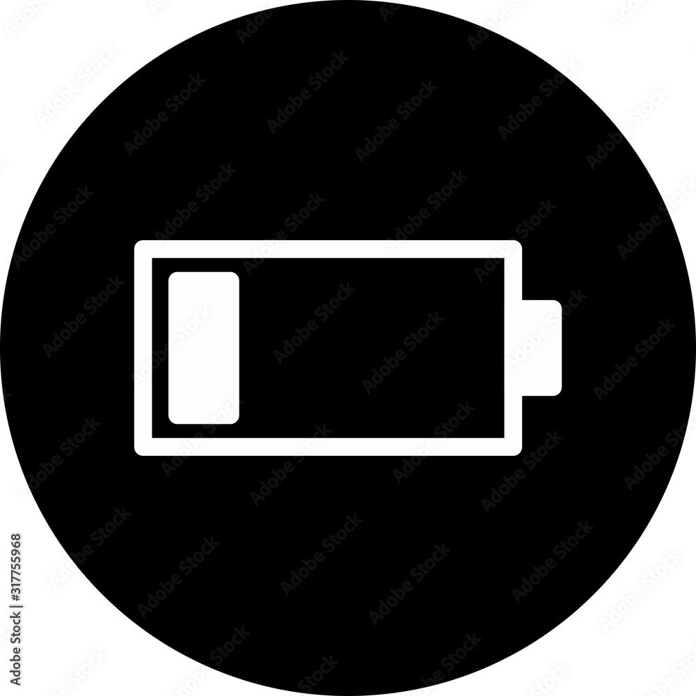 Sticker battery low icon isolated on background