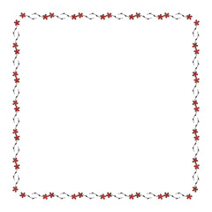 Square frame with cozy horizontal carnation on white background. Isolated floral frame for your design. Vector image.