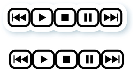music control buttons line sticker two versions