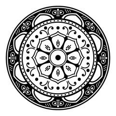 Mandala decorative round ornament. Can be used for greeting card, phone case print, etc. Hand drawn background, vector isolated on white. EPS 10 
