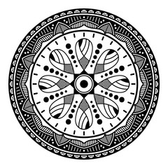 Mandala decorative round ornament. Can be used for greeting card, phone case print, etc. Hand drawn background, vector isolated on white. EPS 10 