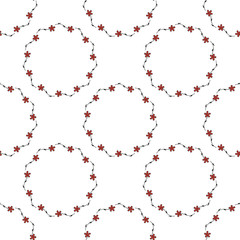 Seamless pattern with horizontal carnation on white background.  Vector image.