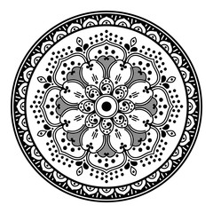 Mandala decorative round ornament. Can be used for greeting card, phone case print, etc. Hand drawn background, vector isolated on white. EPS 10 