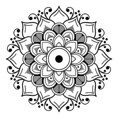 Mandala decorative round ornament. Can be used for greeting card, phone case print, etc. Hand drawn background, vector isolated on white. EPS 10 