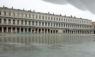 flooded Saint Mark Square in Venice