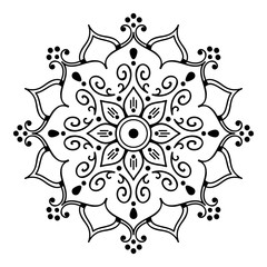 Mandala decorative round ornament. Can be used for greeting card, phone case print, etc. Hand drawn background, vector isolated on white. EPS 10 