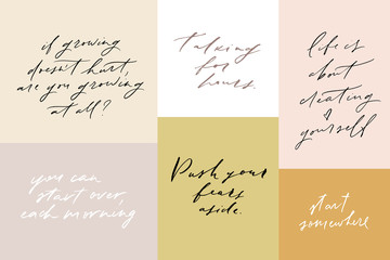 Hand written vector trendy simple elegant quotes.