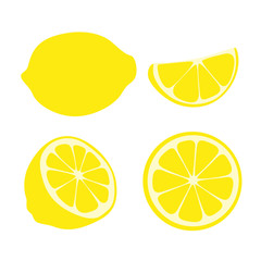 Vector slice illustration lemon isolated on white background. Fresh yellow cut citrus icon.