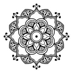 Mandala decorative round ornament. Can be used for greeting card, phone case print, etc. Hand drawn background, vector isolated on white. EPS 10 
