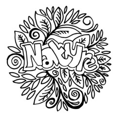 Floral doodle wreath botanical line vector illustration