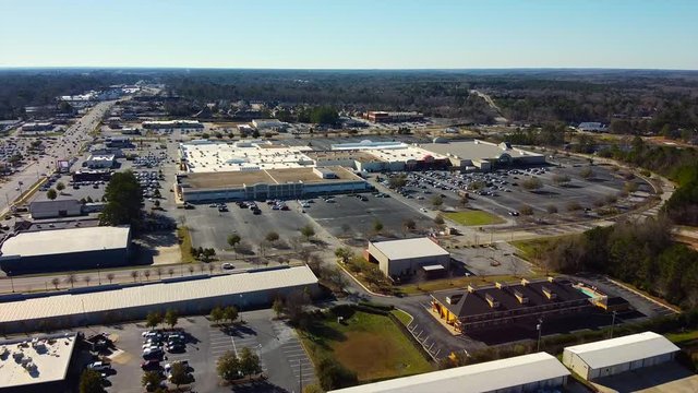 Aerial establishing shot Auburn Mall Alabama USA