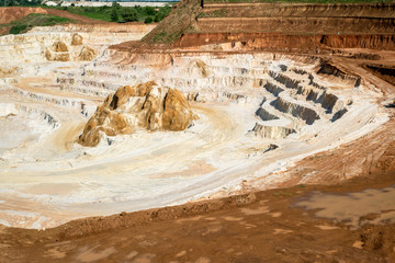 Abandoned Kaolin quarry with white plaster material