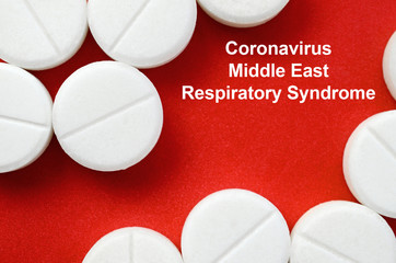 MERS-CoV Novel Corona virus concept. Middle East Respiratory Syndrome abstract collage. Chinese...