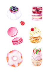 watercolor sweet dessert set
