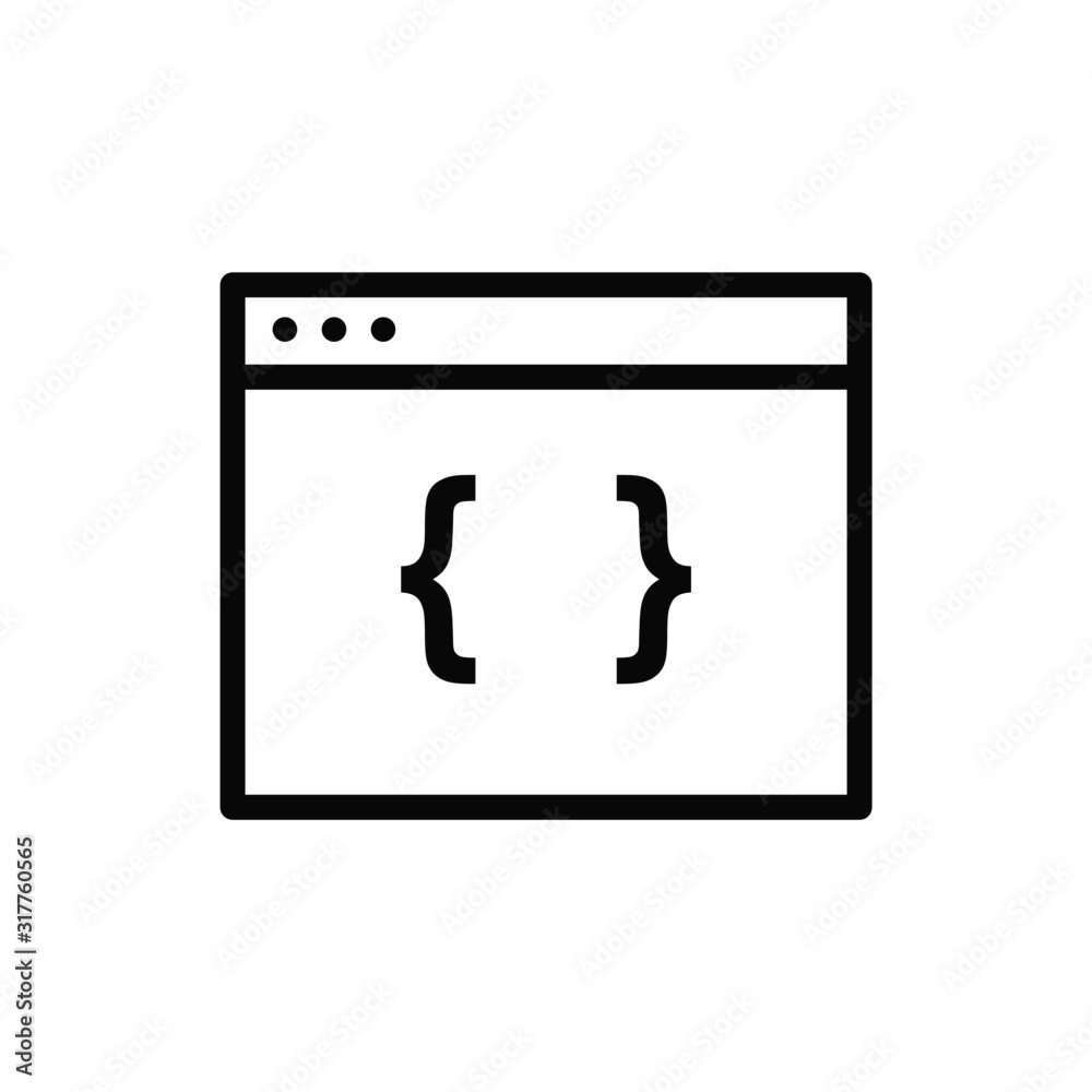 Poster braces character vector icon. programming code symbol