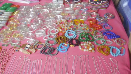 Fototapeta premium fancy jewelry and accessories in a flea market shop.