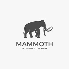 Vector Logo Illustration Mammoth Walking Silhouette