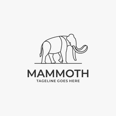Vector Logo Illustration Mammoth Walking Line Art