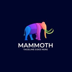 Vector Logo Illustration Mammoth Walking Gradient Colorful