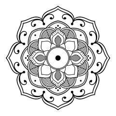 Black and white mandala for coloring page