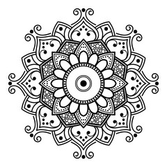 Black and white mandala for coloring page
