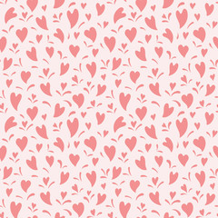 Seamless pattern of pink hearts. Hand drawing. For Valentine's Day, wedding, birthday, Women's Day and Mother's Day. Vector illustration in flat style