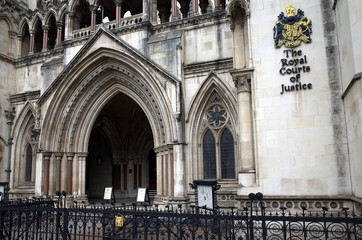 Exterior view of The Royal Courts of Justice in London, England
