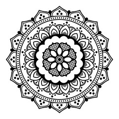 Black and white mandala for coloring page