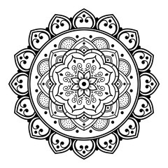 Black and white mandala for coloring page