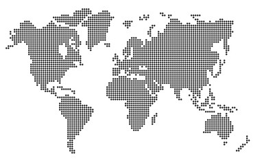 circle pattern world map. Vector flat illustration isolated on a white background. 
