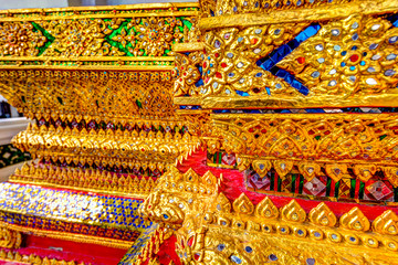 Sights and architectural details of the Temple of the Dawn in Bangkok.