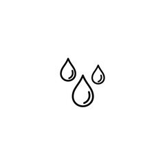 Three black line water drop, drip or droplet. Watering or absorb pictogram.