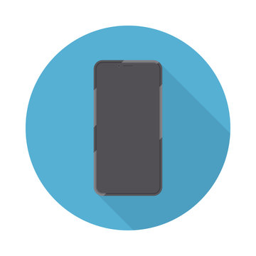 New smartphone icon in a flat design with long shadow