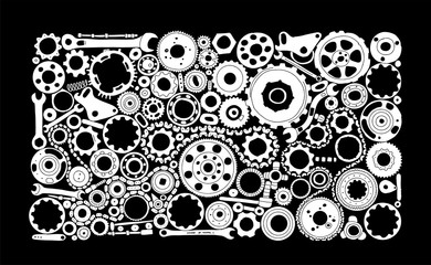 Auto spare parts and gears, background for your design