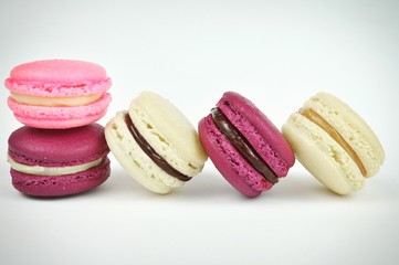 colorful macaroons isolated on white background