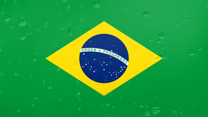 A Few Raindrops On Brazil Flag, Background Texture