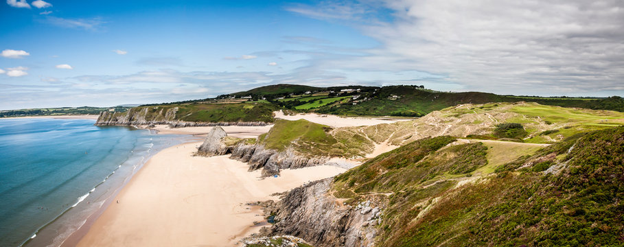 United Kingdom, Wales, Gower Peninsula, Three Cliffs Bay, Area of Outstanding Natural Beauty