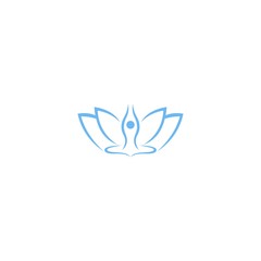 Yoga logo Lotus flower with silhouette