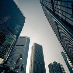 Fototapeta na wymiar Futuristic cityscape with skyscrapers. Hong Kong