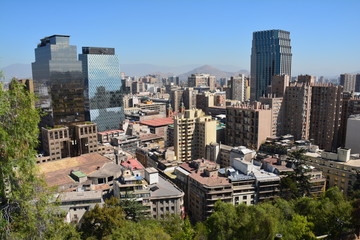 Naklejka premium Panorama Santiago du Chili Cerro Santa Lucia