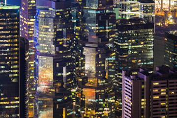 Abstract futuristic night cityscape. Hong Kong