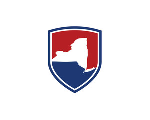 New York Map and Shield Logo Icon Template 001
