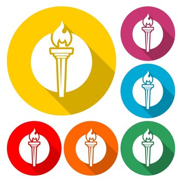 Silhouette Torch icon with long shadow