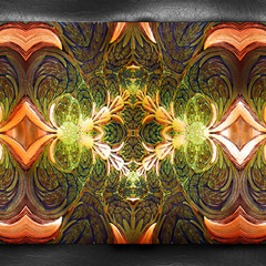 3D rendering of plastic background with embossed fractal on leather