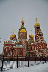 Fototapeta na wymiar Orthodox church in the center of Yoshkar-Ola, the Republic of Mari El, Russia.